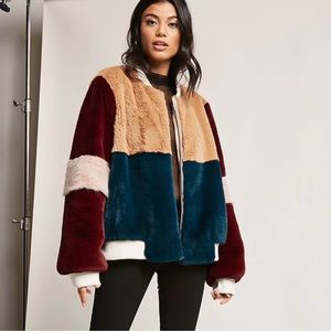 Shaci Fur Multi Color Bomber Jacket